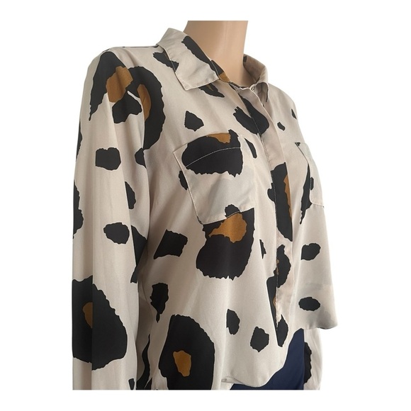 GB boxy cropped lightly spotted leopard print detail back long sleeves XL - Picture 5 of 13